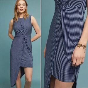 Bailey / 44 navy blue striped asymmetrical dress size M